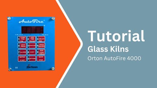 Jen-Ken Kilns graphic with image of controller board with text: Tutorial - Glass Kilns - Orton AutoFire 4000