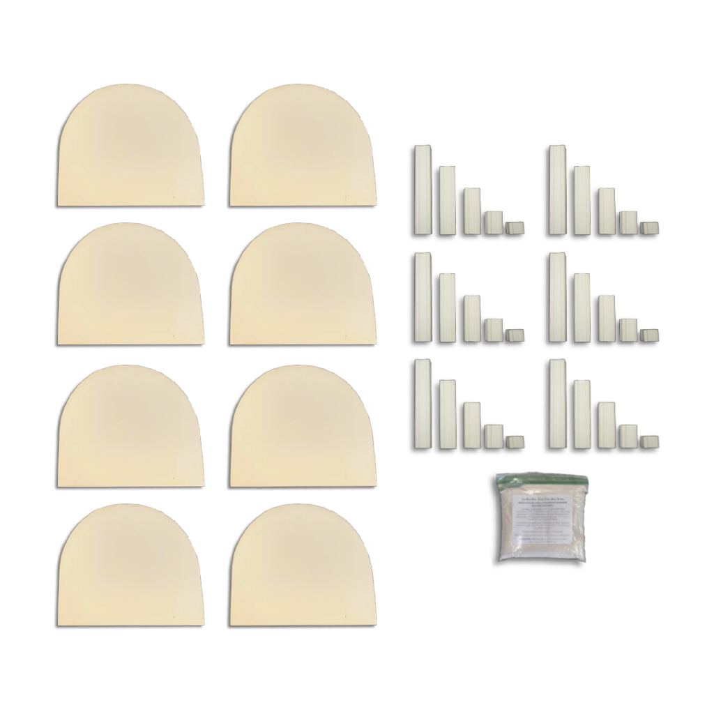 Furniture Kit for Jen-Ken Kilns Oval 27 kiln with various kiln shelves, kiln posts and one bag of kiln wash