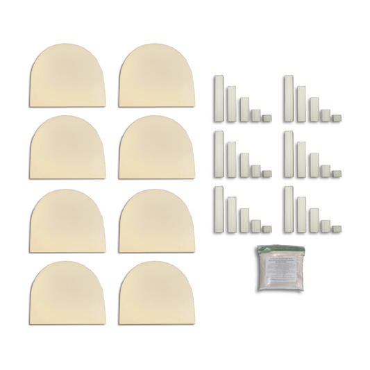 Furniture Kit for Jen-Ken Kilns Oval 27 kiln with various kiln shelves, kiln posts and one bag of kiln wash