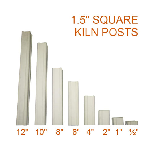 Jen-Ken Kilns 1.5" square kiln posts next to one another from 1/2" to 12" in height