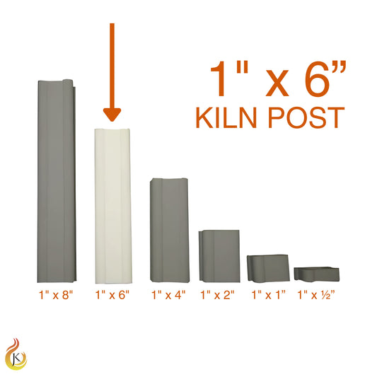 1 inch by 6 inch square kiln post from Jen-Ken Kilns highlighted. Other kiln posts are dimmed. Text and arrow clearly mark the post.