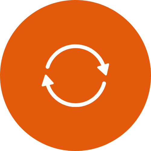 Jen-Ken Kilns two arrows circling icon for return and refund policies