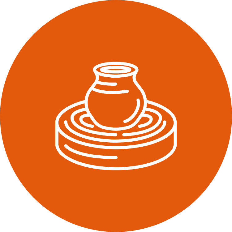 Jen-Ken Kilns pottery wheel icon orange