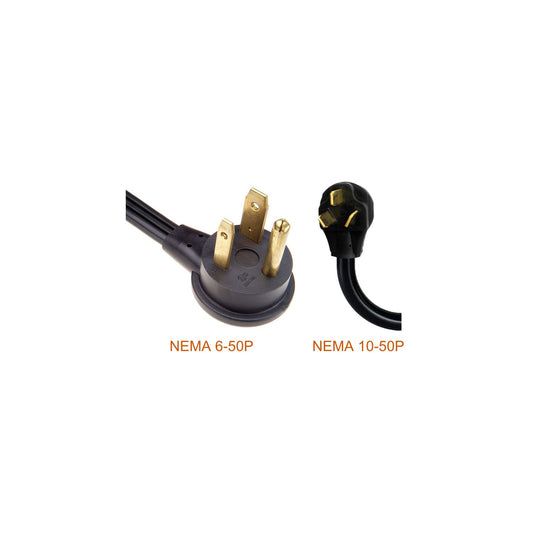 Jen-Ken Kilns power cord closeup of NEMA 6-50P and 10-50P plugs