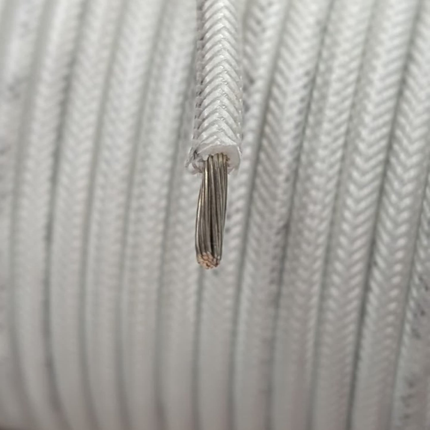 close-up of white 12-gauge high-temperature kiln wire end
