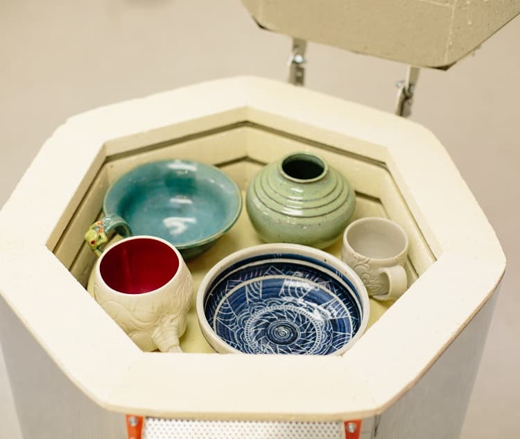 Jen-Ken Kilns 1513 "The Emerge" kiln open with pottery inside
