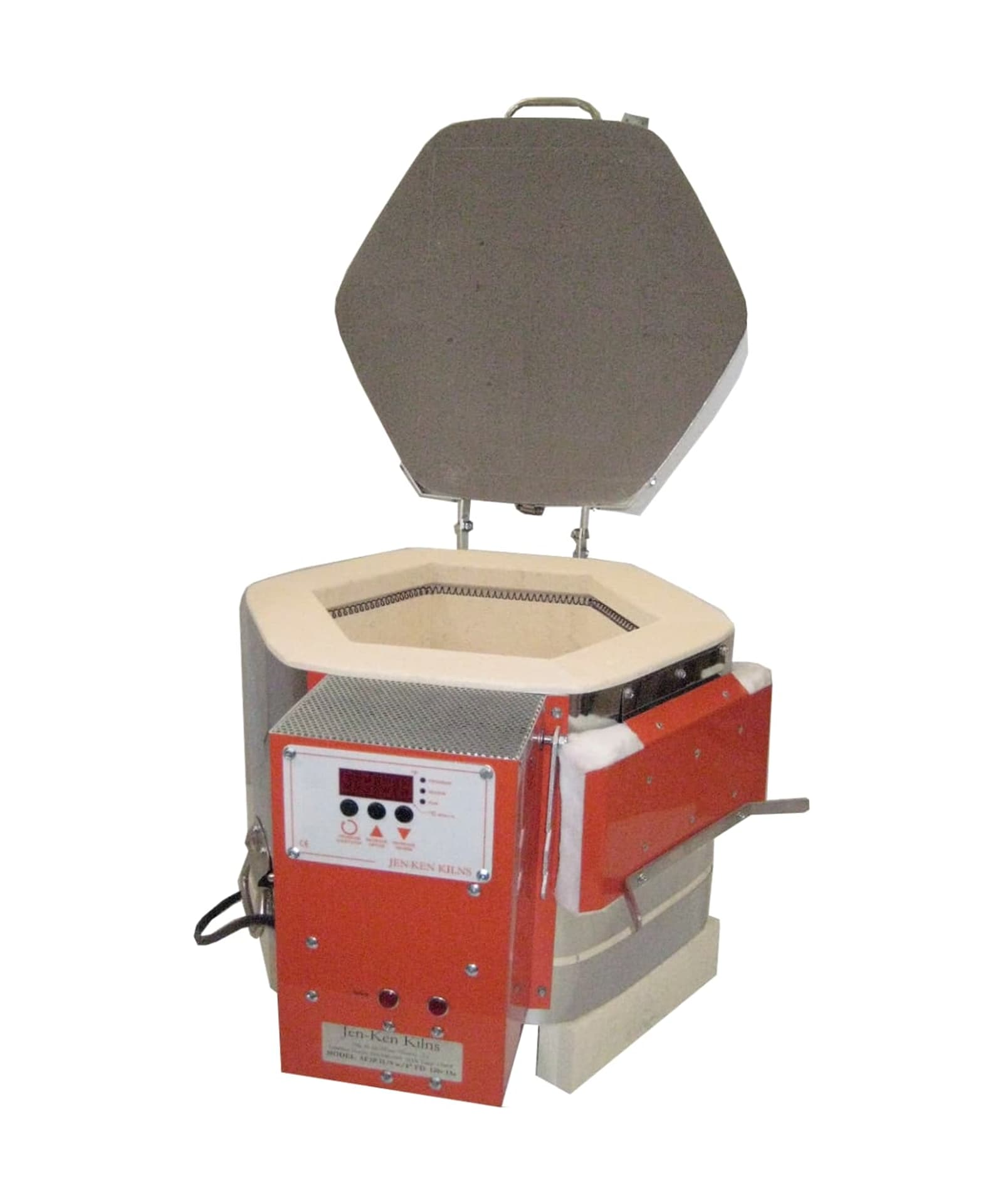 Jen-Ken Kilns 11/9 with 4" flip door kiln open