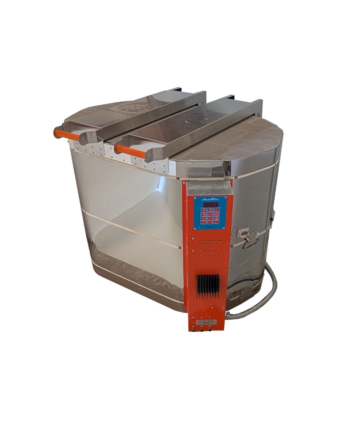 Jen-Ken Kilns Oval 27 3" kiln - lid shut, tilted left view